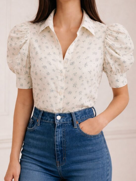 Tops - Medium "Bernadette" Floral Button Down Blouse